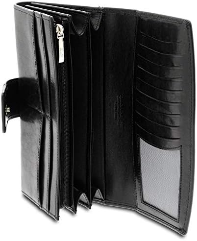 GIUDI ® - Damen Geldbörse aus Rindsleder, Geldbörse, Kartenetui, echtes Leder Schwarz, Schwarz