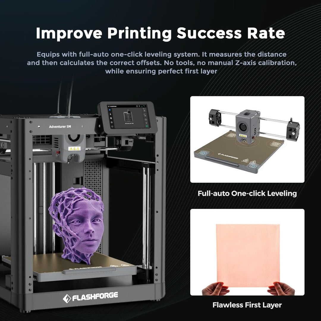 FLASHFORGE Adventurer 5M 3D-Drucker,600mm/s Hochgeschwindigkeitsdruck,12X Schneller mit automatische