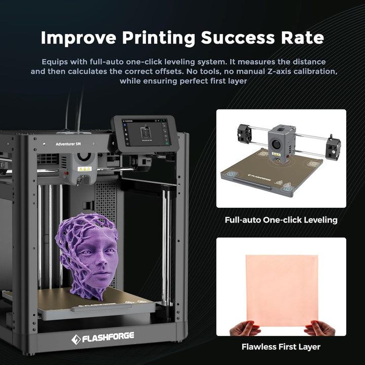 FLASHFORGE Adventurer 5M 3D-Drucker,600mm/s Hochgeschwindigkeitsdruck,12X Schneller mit automatische