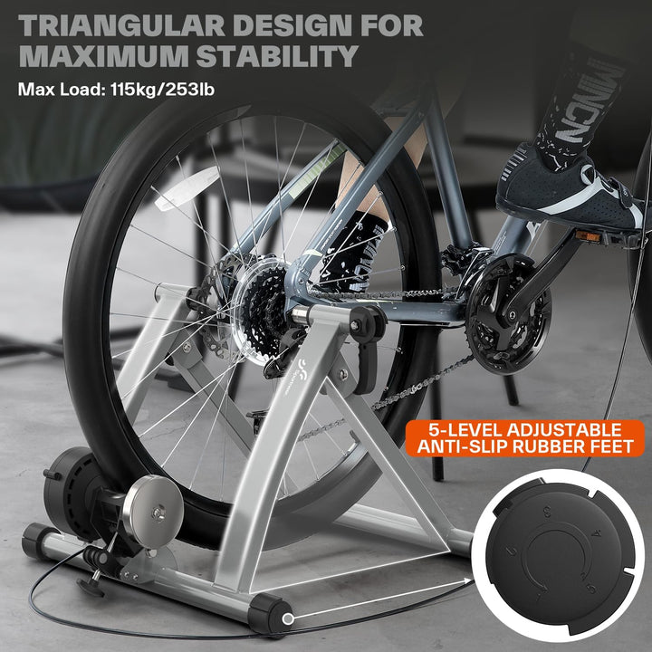 Sportneer Rollentrainer Fahrrad - Magnetischer Rollentrainer für 26-28" & 700C Schnellspanner Vorder