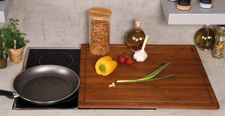 Kesper | XXL Herdabdeckplatte 56 x 50 x 4 cm | Farbe: Dunkelbraun | Material: FSC Bambus | ideal auc