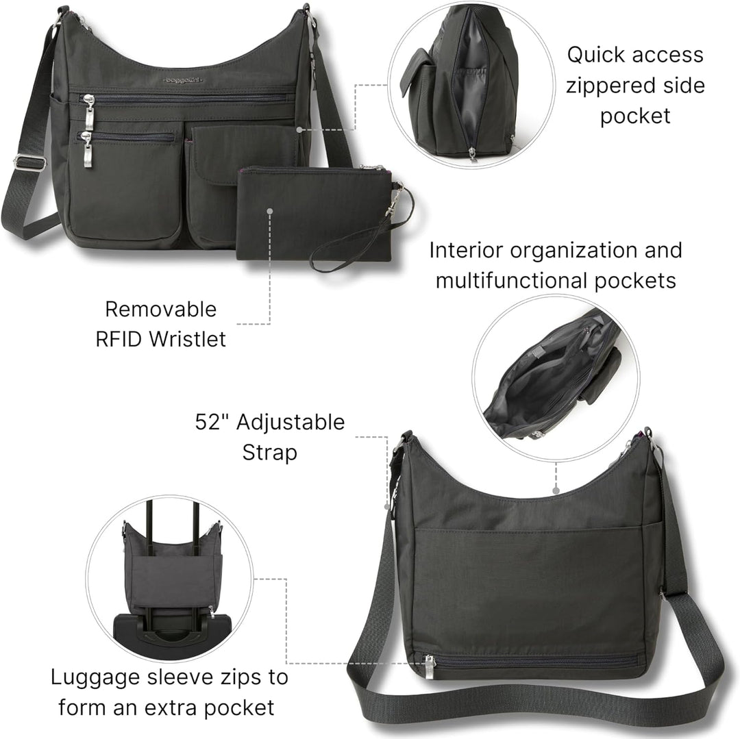 Baggallini Damen Everywhere bagg with überall Tasche mit RFID 34 Charcoal, 34 Charcoal
