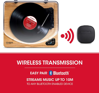 ION Audio Air LP - Vintage USB Bluetooth Plattenspieler mit drei Geschwindigkeitsstufen und Vinyl zu