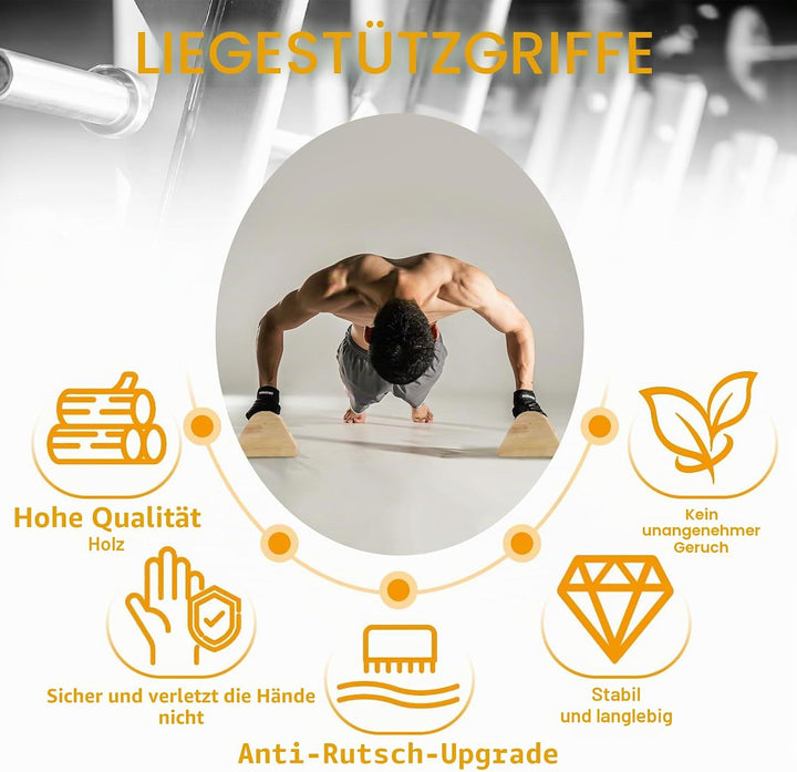 Liegestützgriffe aus Holz, 2 Stück Parallettes 20cm, Rutschfeste Handstand Griffe Nachhaltige, Calis