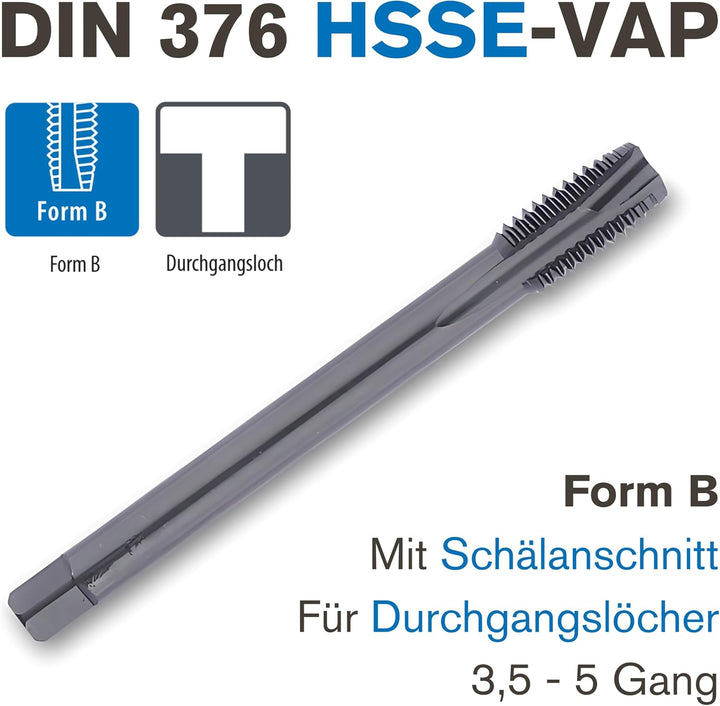 GSR Profi Maschinengewindebohrer | Gewindebohrer M2-M22 | HSSE-VAP | Form B für Durchgangslöcher | F