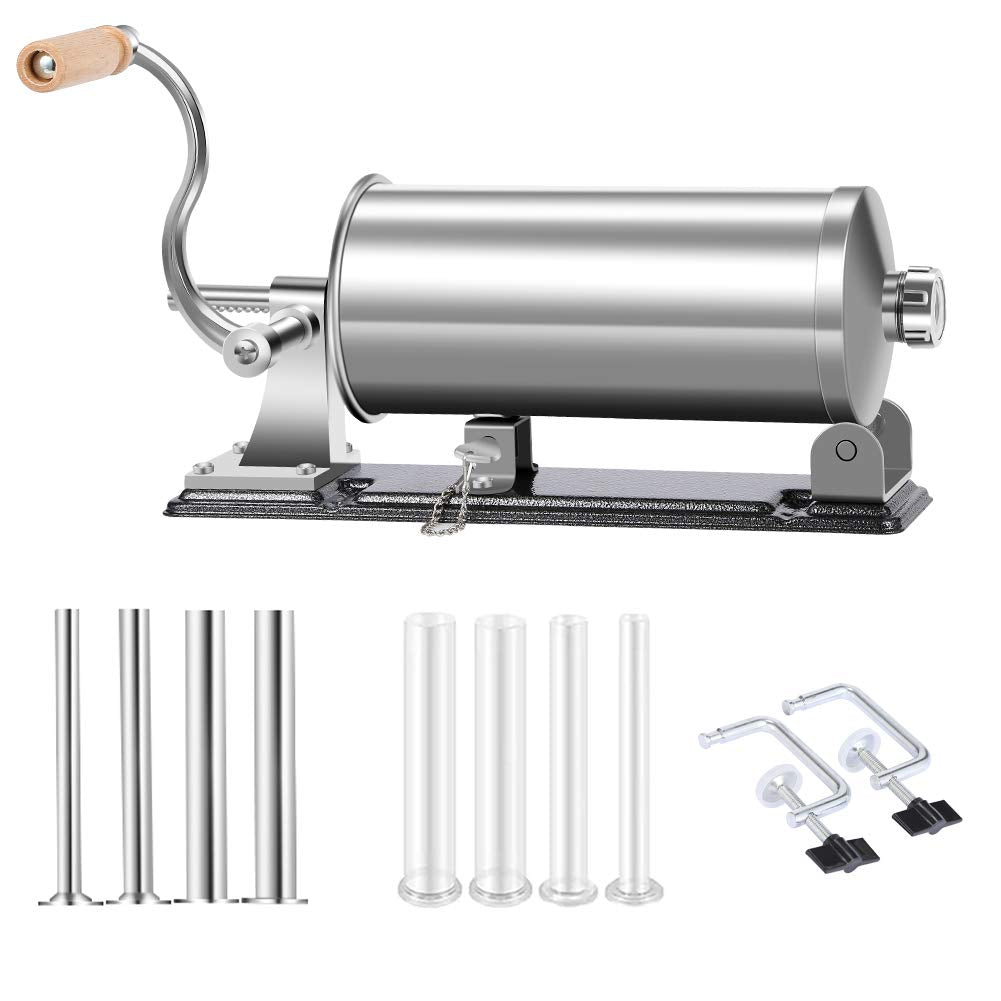 MASTER FENG Wurstfüller, Horizontale Küche Aluminium Wurstfüllmaschine mit Saugfuss Verpackt 8 Gröss