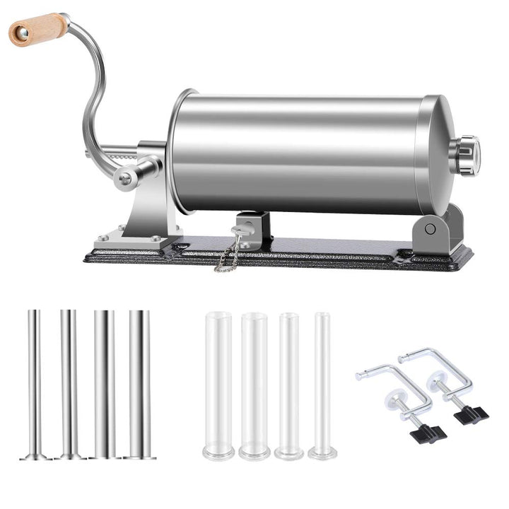 MASTER FENG Wurstfüller, Horizontale Küche Aluminium Wurstfüllmaschine mit Saugfuss Verpackt 8 Gröss