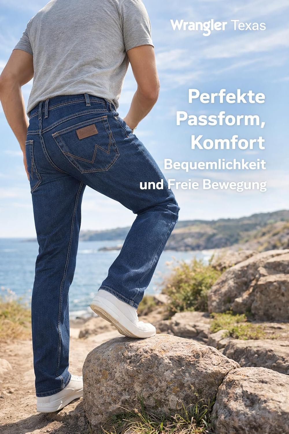 Wrangler Herren Jeans Regular Fit Texas Stretch Hose Authentic Straight Jeanshose Denim Baumwolle Sc