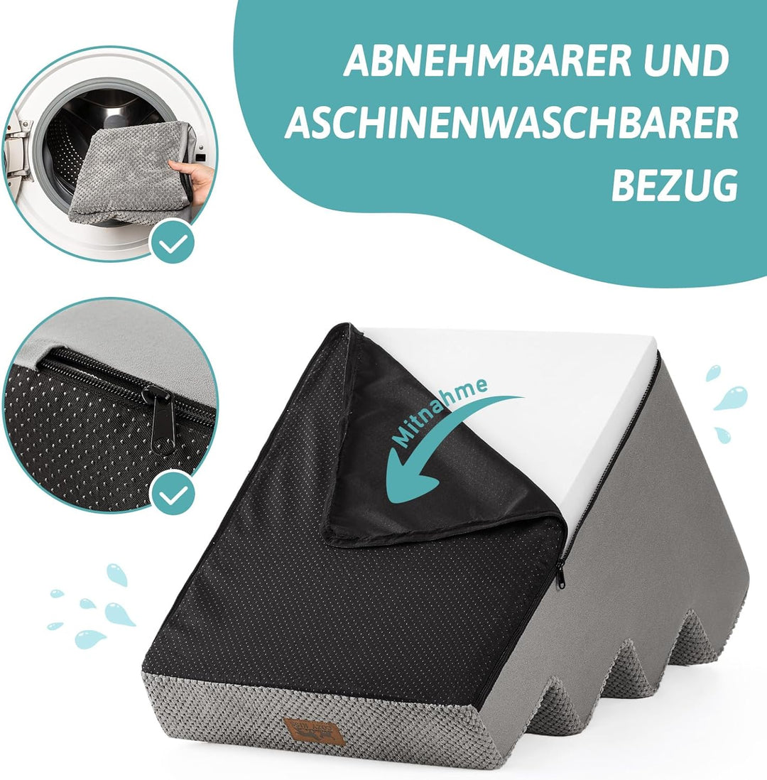 COZY KISS Hundetreppe für Kleine Hunde, 4Stufen Breiter Haustiertreppe für Bett Couch Auto, 45cm Hoc