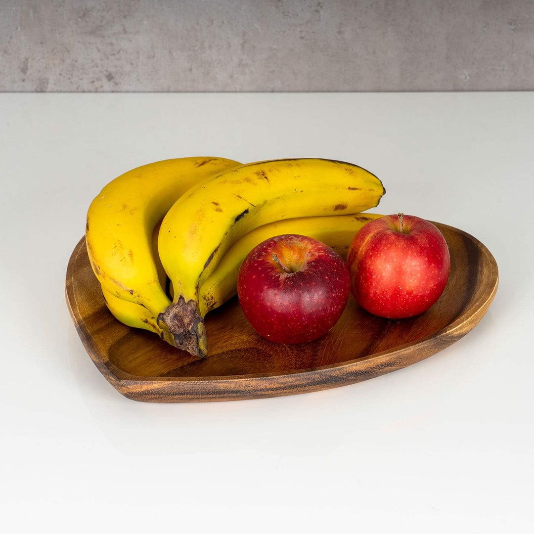 levandeo Holzschale Akazie 20cm Herz Design Snackschale Schale Obstschale Obstkorb Tischdeko Deko, 2