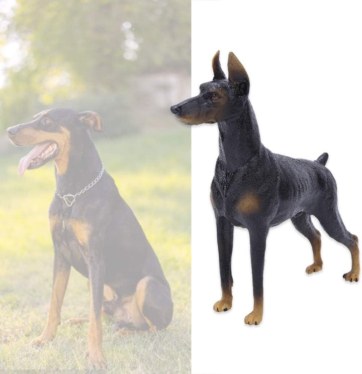 Zerodis Feste Simulation Black Doberman Modell Kunststoff Hund Tier Sammlung Dekoration frühes pädag
