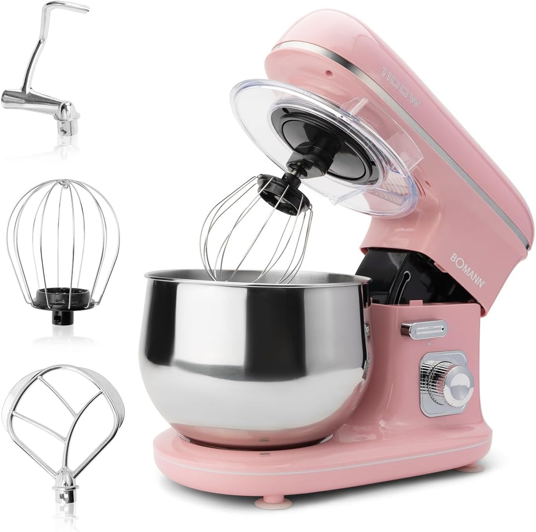 Bomann® Retro Küchenmaschine zum backen | Knetmaschine 5L mit starkem 1100W Motor | Teigmaschine ink