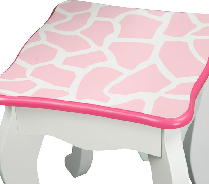 Teamson Kids Kinder Schminktisch mit Spiegel und Hocker Frisiertisch TD-11670D Rosa / Weiss, Rosa /