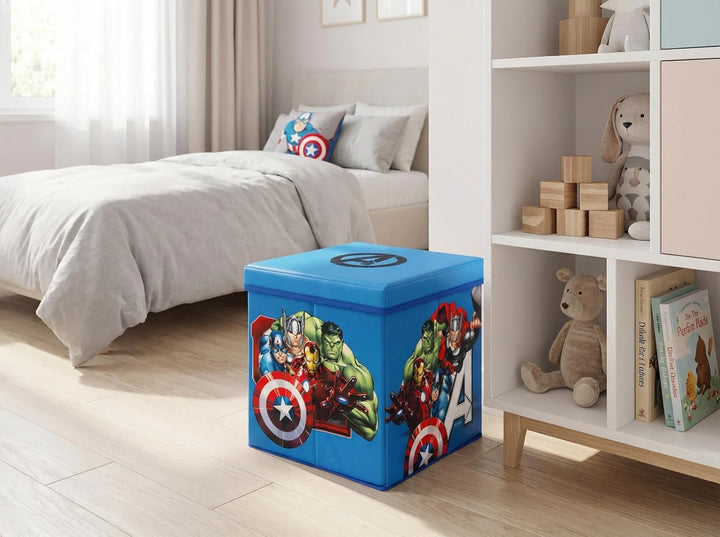 Marvel Avengers Kinder Spielzeugkorb mit Deckel 30x30x30 cm – Aufbewahrungsbox aus Polyester für Spi