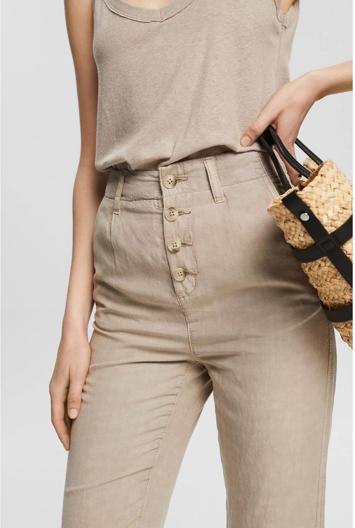 ESPRIT Damen Hose 40 260/Light Taupe, 40 260/Light Taupe