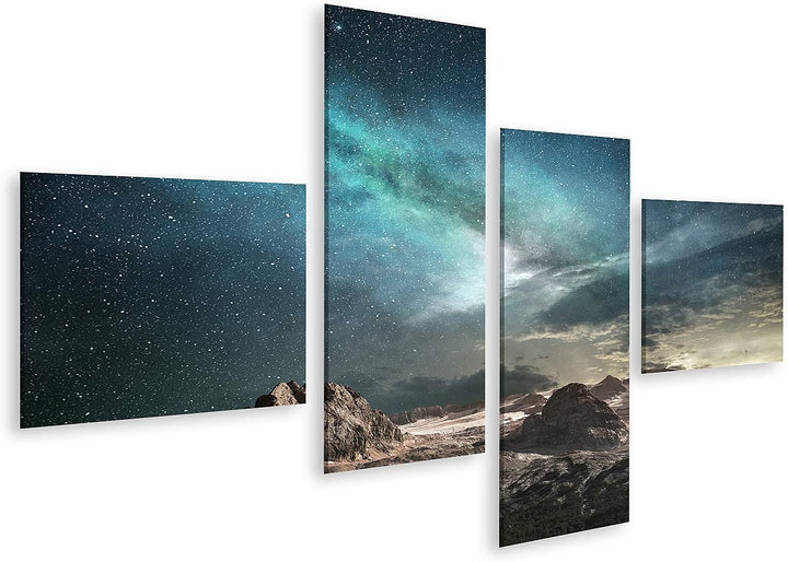 islandburner Bild auf Leinwand Milchstrasse In Der Morgendämmerung In Einer Berglandschaft Bilder Wa