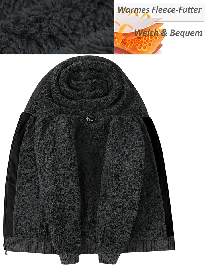 SwissWell Hoodies Herren Gefütterte Sweatjacke mit Kapuze Winter Jacke Reissverschluss Warmer Fleece
