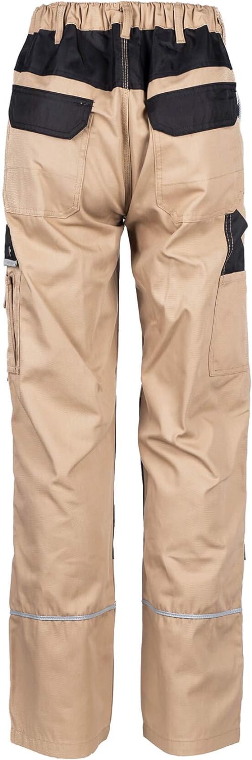 TMG® Lange Arbeitshose für Herren, Bundhose/Cargohose mit Kniepolstertaschen, Khaki 78