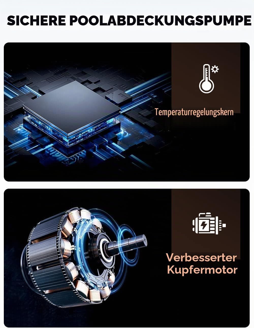 Lnicez Schmutzwasserpumpe Tauchpumpe 75W 3000L/H Wasserpumpe 3.2m max Förderhöhe, Tauchpumpe Schmutz