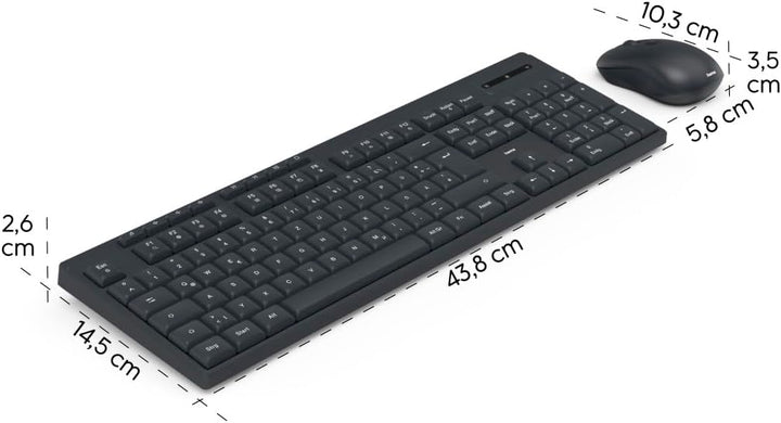 Hama Tastatur Maus Set kabellos (Funktastatur mit Maus, mit Batterie, ergonomisches Tippgefühl, leis