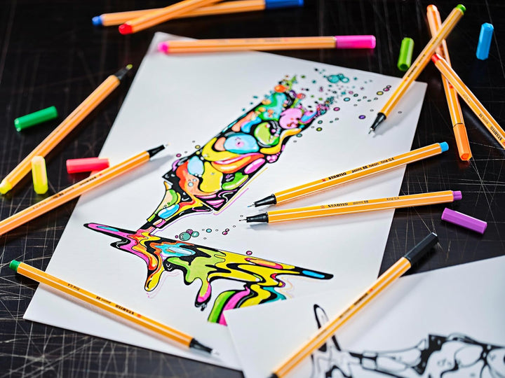 Fineliner & Premium-Filzstifte - STABILO point 88 & Pen 68 - ARTY - 36er Pack - 17x point 88 in 17 F