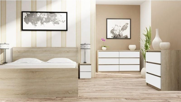 VBChome Nachttisch 30 x 30 x 40 cm Eiche Sonoma Mix Nachttisch mit 2 Schubladen für das Schlafzimmer