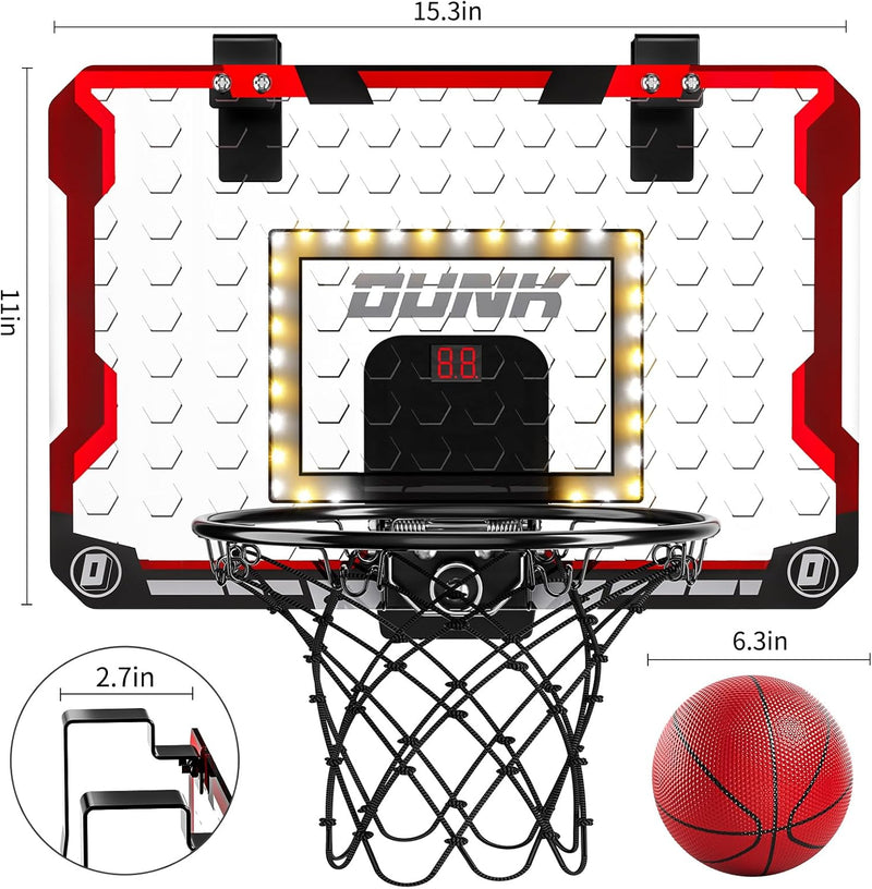 TEMI Basketballkorb Indoor, Mini-Basketballkorb mit 4 Bällen, über die Tür Basketballkorb für Kinder