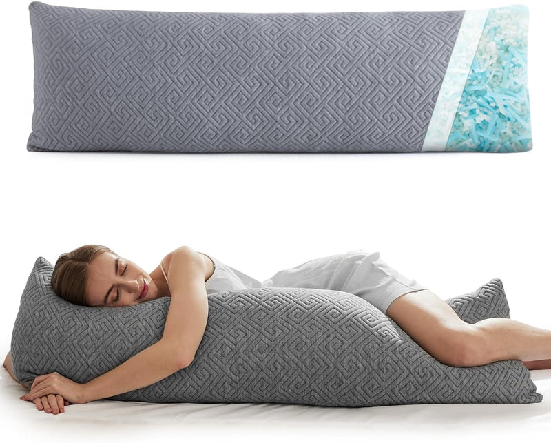 NOFFA Seitenschläferkissen 48 x 134 cm Langes Kissen für Seitenschläfer mit Zerkleinerter Memory Foa