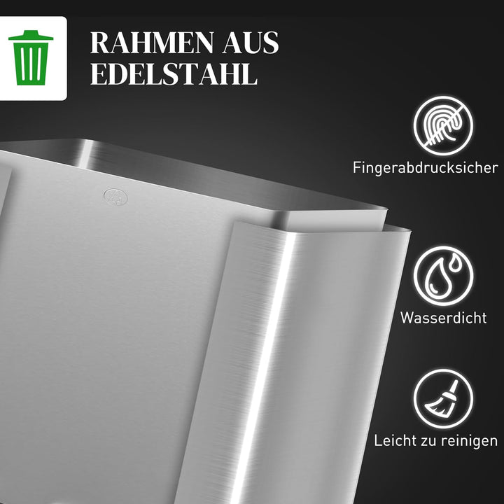 HOMCOM Mülleimer Küche 3 x 15 L Treteimer mit Softclose-Deckel und Pedal Mülltrennsystem 3 Fächer in
