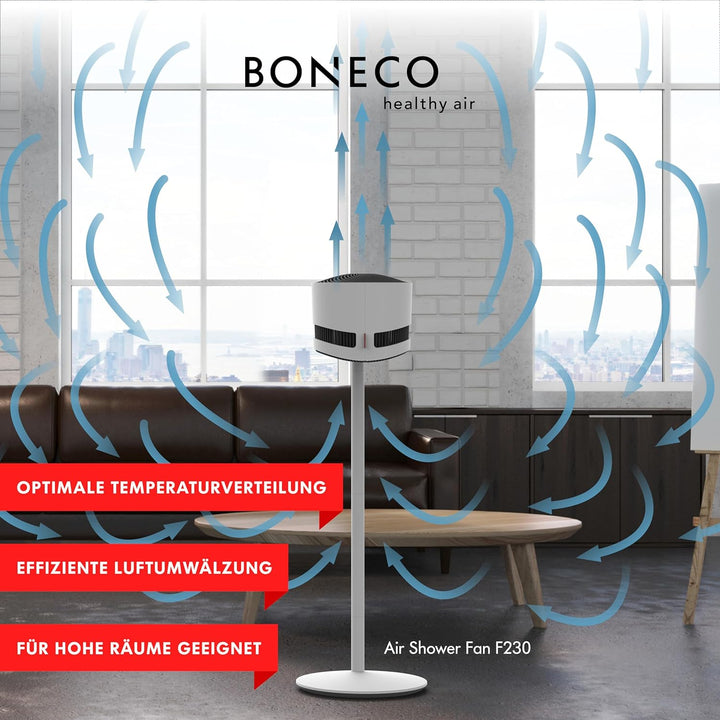 BONECO Ventilator F235 I Standventilator I höhenverstellbar bis 121cm I 32 Leistungsstufen I App-Ste