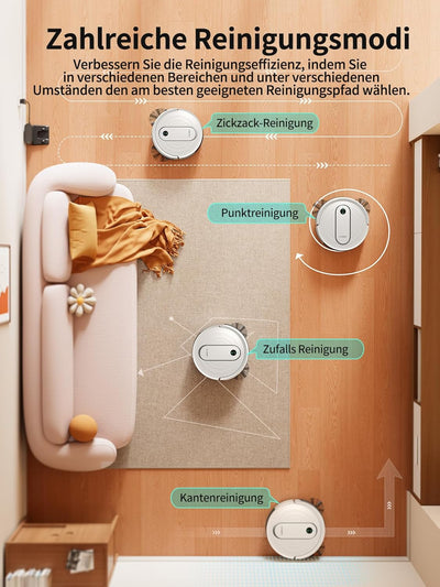 Airzeen Saugroboter mit Wischfunktion,4000Pa Starke Saugkraft J10 Staubsauger Roboter mit Wischfunkt