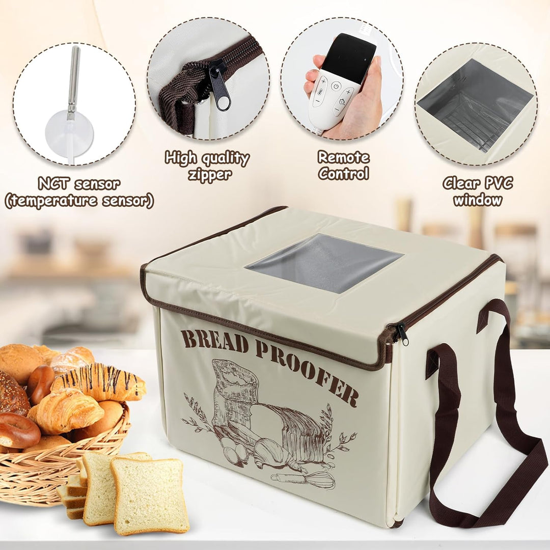 Brot Gärbox mit 3-seitiger Beheizung, NTC-Temperatursensor und Metallablage, 36L Faltbare Teiggärbox