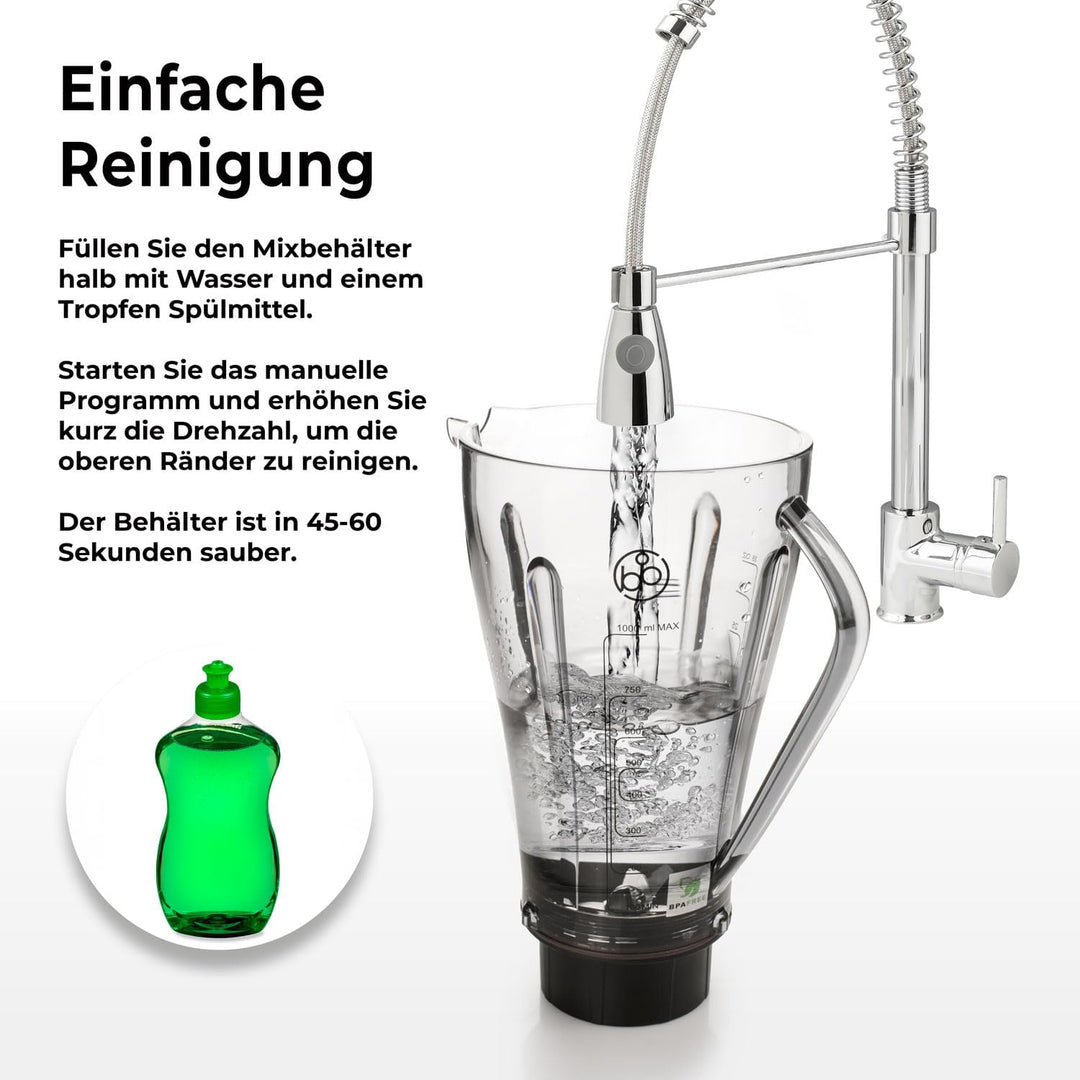 bianco di puro Hochleistungsmixer Attivo bis 24.500 U/Min Smoothie Maker inkl. Sport-To-Go Mixbecher