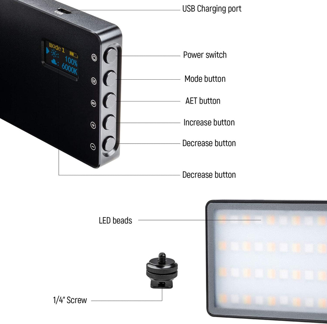 RB08P Led Videoleuchte RGB Zweifarbig 2500K ~ 8500K Video Licht Kamera Videolicht Einstellbar für Se