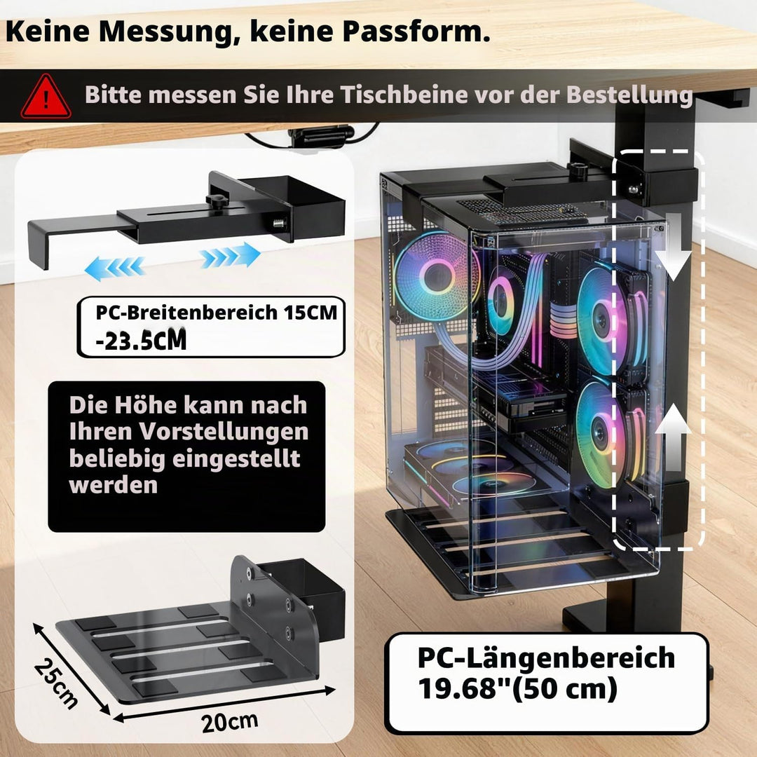 PC Halterung Unter Schreibtisch,Gilt für Tischbeine mit 80 MM X 50 MM | Montage Ohne Bohren, Breite