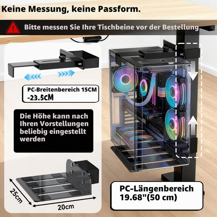 PC Halterung Unter Schreibtisch,Gilt für Tischbeine mit 80 MM X 50 MM | Montage Ohne Bohren, Breite