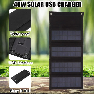 AUNMAS 40W 4-Fach Solarpanel Ladetasche mit USB Falttasche Faltbares Monokristallines Solarpanel Lad