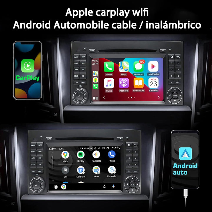 QIIKEN Autoradio mit Bildschirm, für Mercedes-Benz Autoradio Bluetooth CarPlay/Android Auto/GPS/Buil