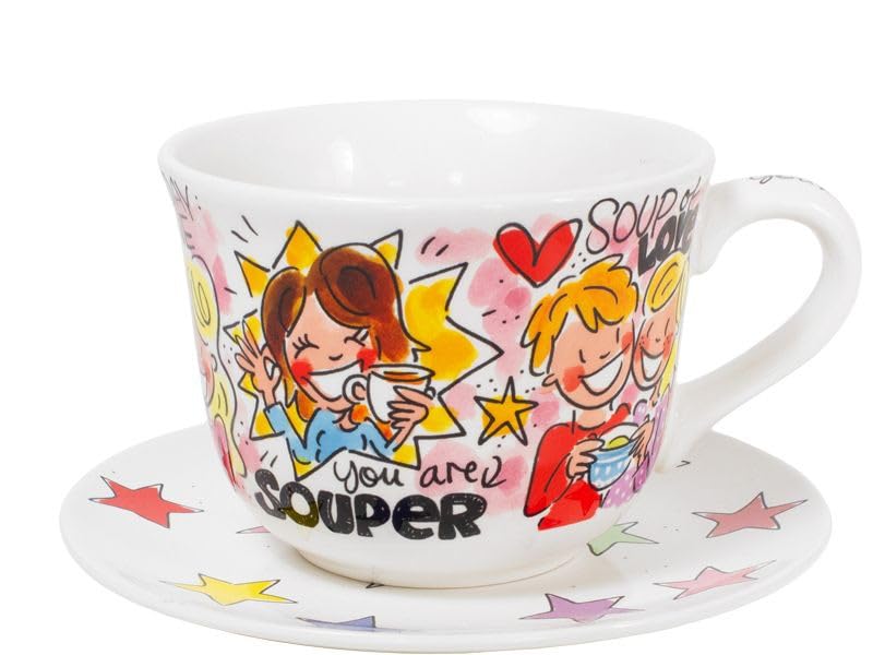 Blond Amsterdam Suppenset You’re Souper – Schale mit Henkel Ø14cm & Sternenteller Ø18cm – Fröhliches