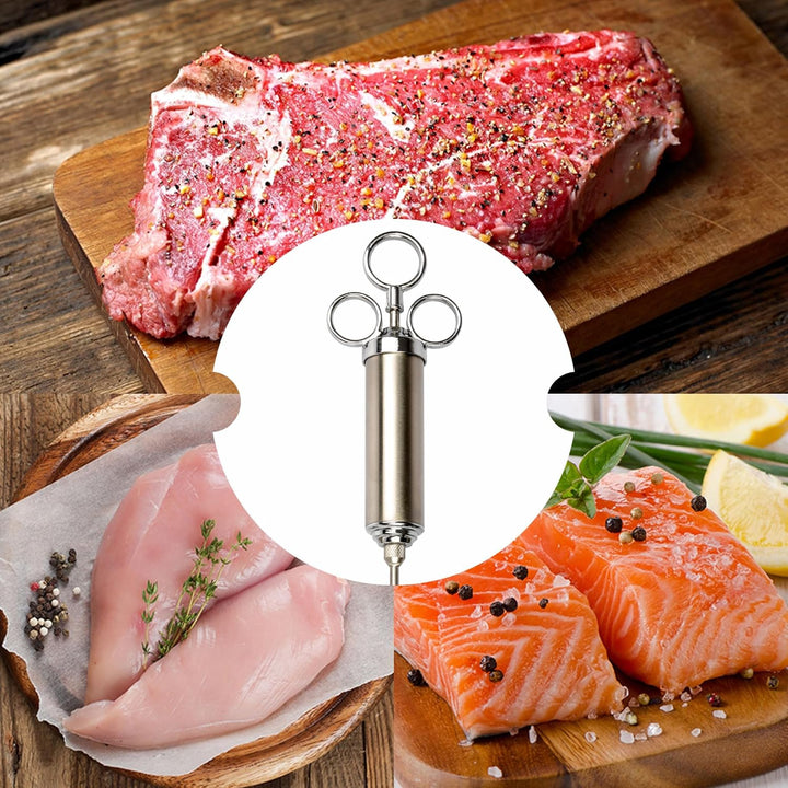 Browin® Edelstahl Fleischspritze 311102 | Marinierspritze mit 2 Nadeln | BBQ Bratenspritze für Rindf