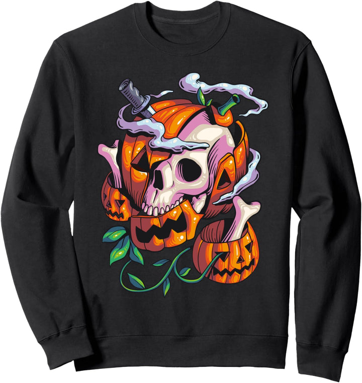 Halloween Skull Pumpkin Design Sweatshirt
