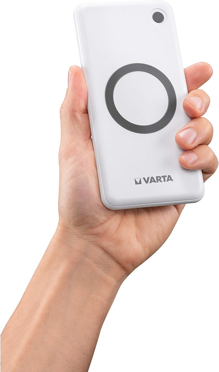 VARTA 2 in 1 Power Bank und Wireless Charger, kabelloses Ladegerät, Powerbank 10000mAh, Qi Ladestati