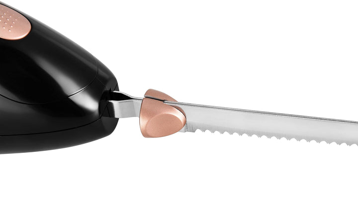 Kalorik TKG EM 1001 BK CP Elektrisches Messer, inkl. 2 Edelstahlklingen, Selbstschärfung, Sicherheit