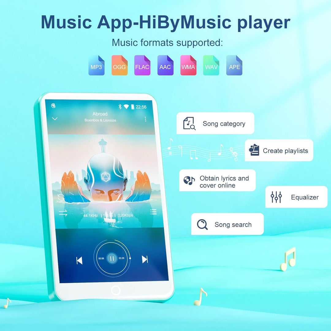 MP3 Player mit Bluetooth und WiFi, Oilsky 80GB 4 Zoll Android 9.0 Mp3, 1080P Touchscreen MP4 Player,