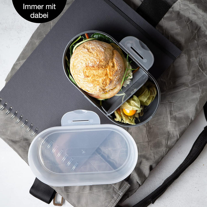 Moritz & Moritz 3x Brotdose mit Fächern - Lunchbox in drei Grössen 700ml, 900ml, 1100ml - Dezente Br