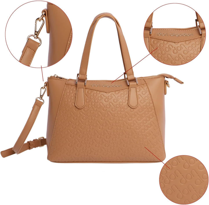 DON ALGODON Damen Lola Henkeltasche Schwarz Beige, Beige