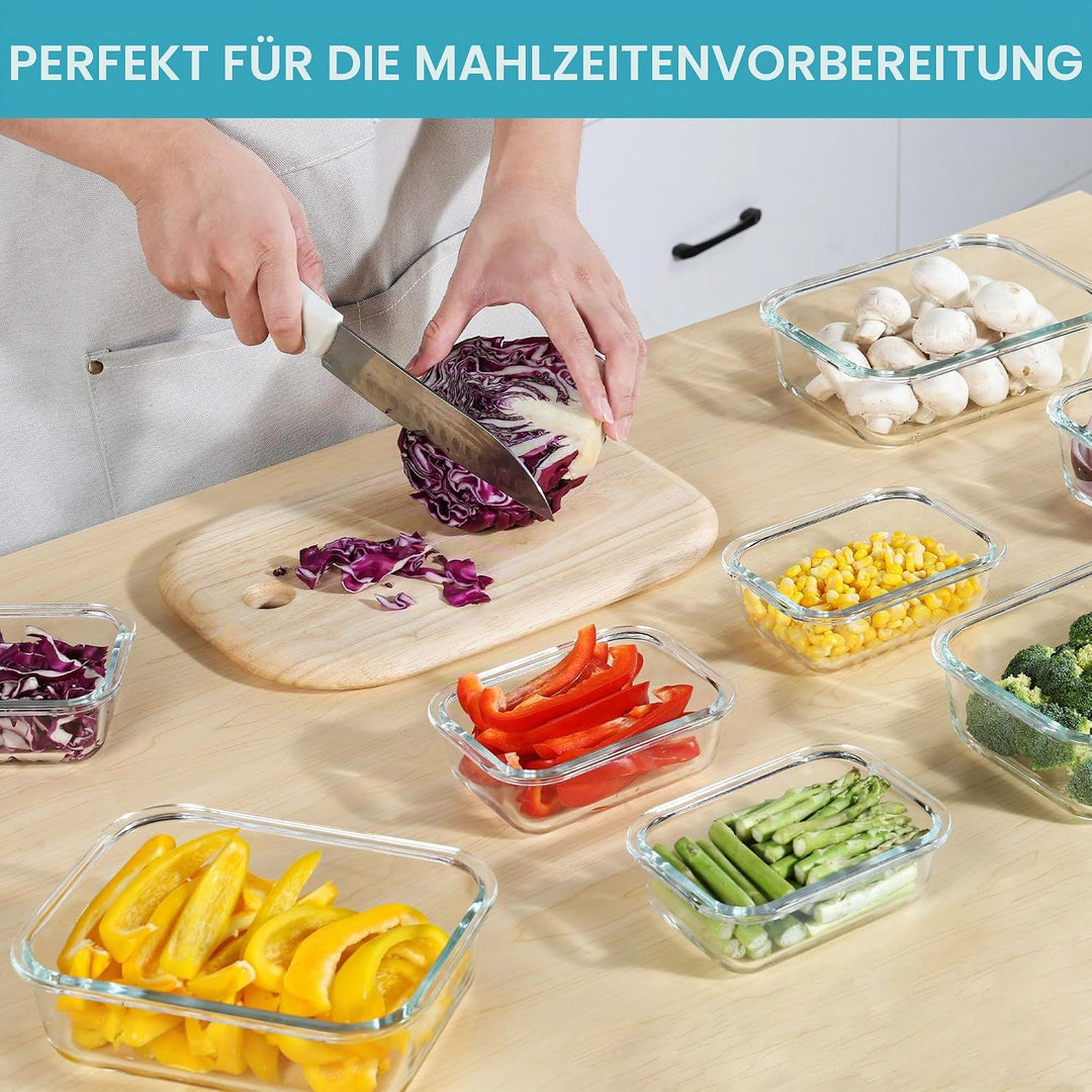 Vtopmart 8er-Pack Meal Prep Boxen Glas, Glasbehälter mit Deckel, (997ML & 355 ML) Mealprepboxen, BPA