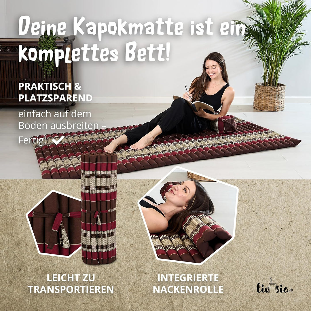 livasia Rollmatte Rollmatratze L-200x110x4,5cm, Gästebett Gästematratze 1 Person, Reisebett Kofferra