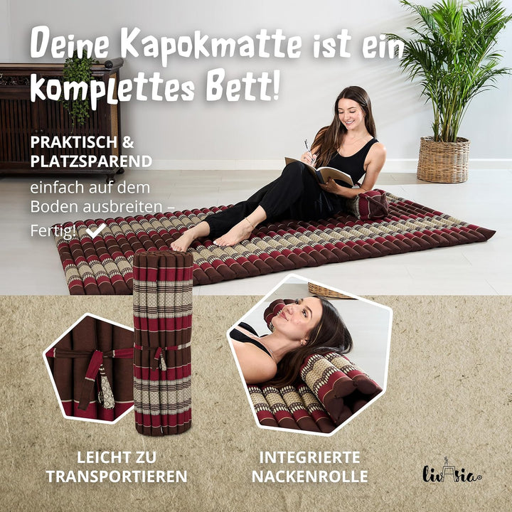 livasia Rollmatte Rollmatratze L-200x110x4,5cm, Gästebett Gästematratze 1 Person, Reisebett Kofferra