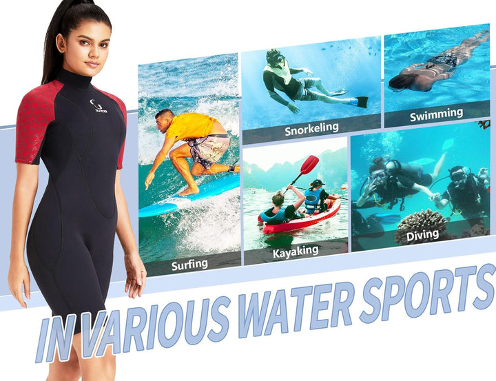 Neoprenanzug Damen Rückenreissverschluss Kurzer Neoprenanzug Herren 3mm Neopren Kurzarm Neoprenanzug